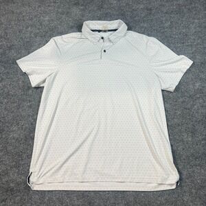 VRST Polo Shirt Mens Extra Large White Geometric Allover Print Stretch Tennis.